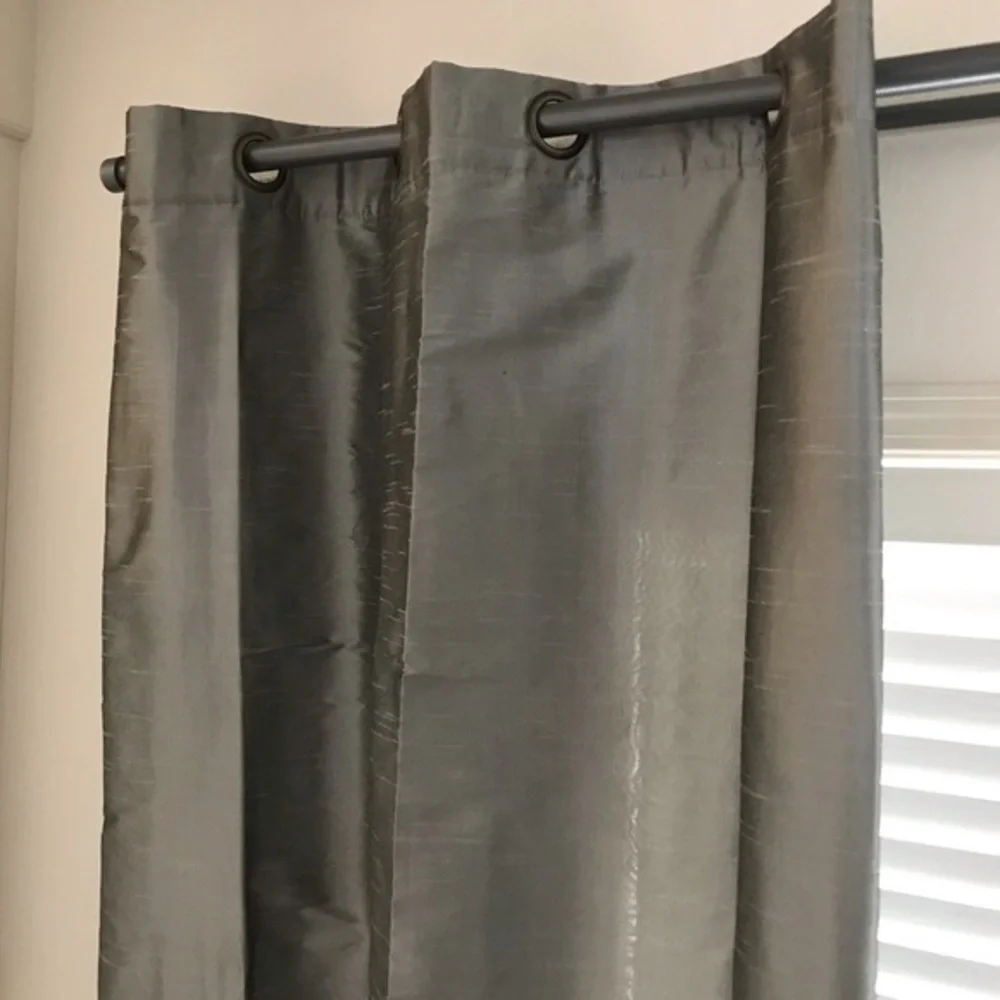 Dark Silver Gray Pewter Shimmer Grommet Curtains 2 Panels